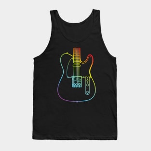 T-Style Electric Guitar Body Colorful Outline Tank Top